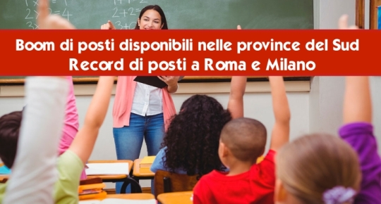 Boom di posti disponibili nelle province del Sud Record di posti a Roma e Milano