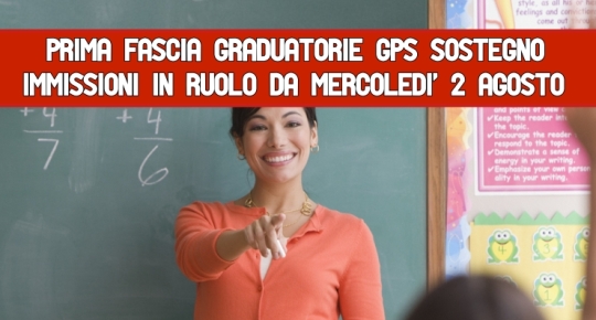 Prima fascia Graduatorie Gps Sostegno Immissioni in ruolo 