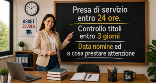 Presa di servizio entro 24 ore. Controllo titoli entro 3 giorni