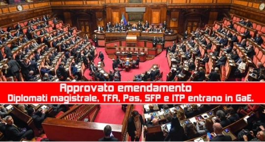 Approvato emendamento Diplomati magistrale, TFA, Pas, SFP e ITP entrano in GaE
