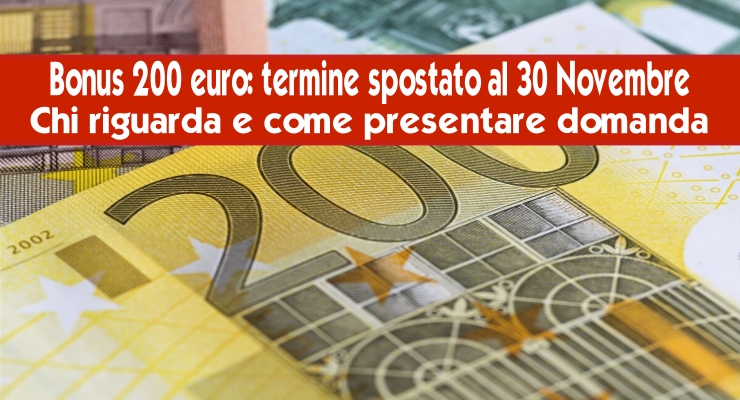 Bonus 200 euro: termine spostato al 30 Novembre 